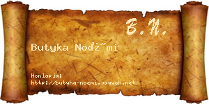 Butyka Noémi névjegykártya